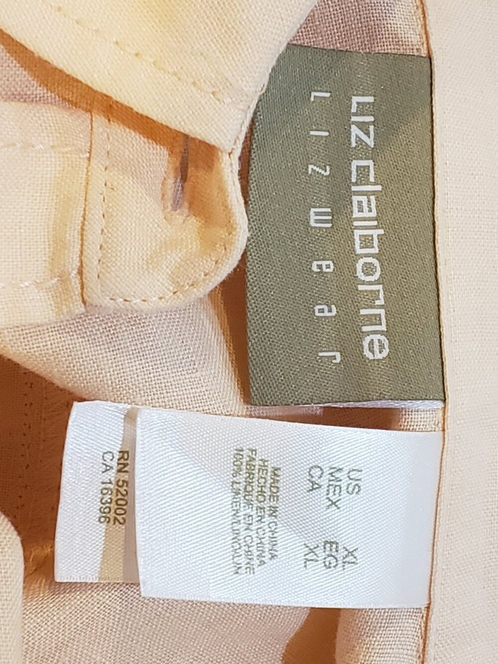 Liz Claiborne 100% linen women's Peach color dress shirt. - Picture 6 of 7